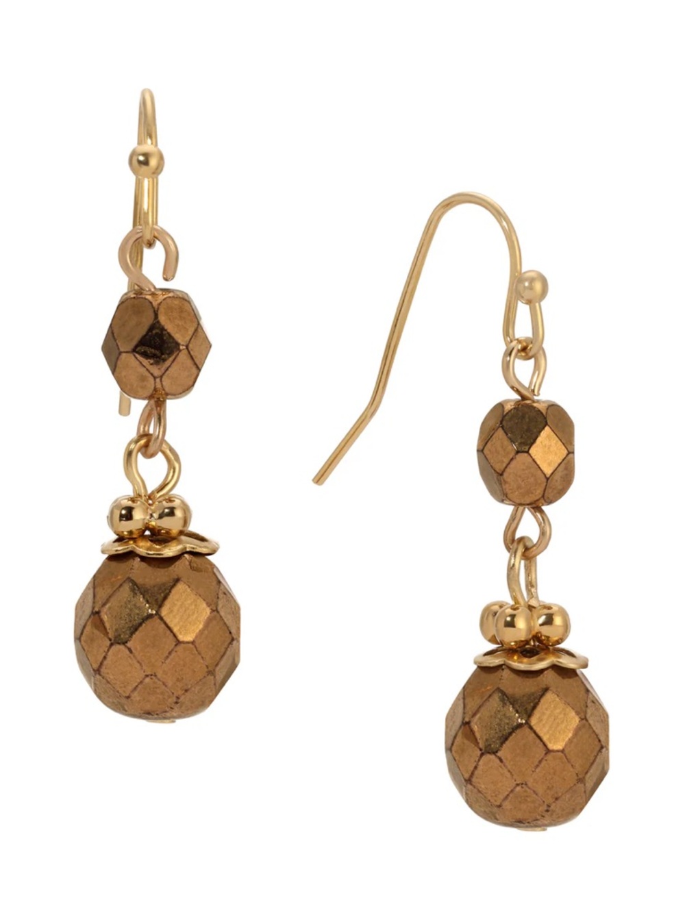 1928 NWT Bronze Glass Beaded Dangling Earrings